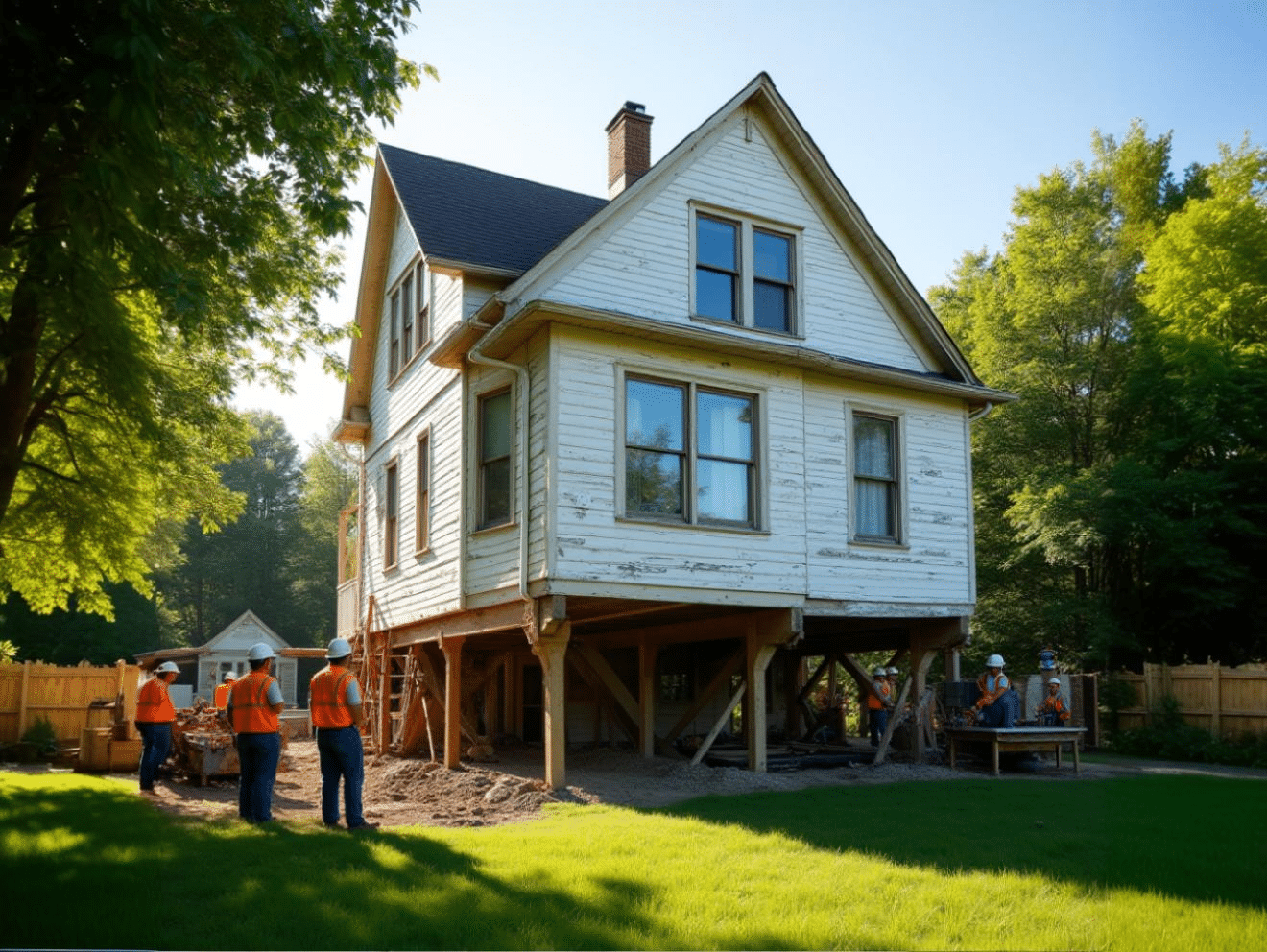 elevating house using beams